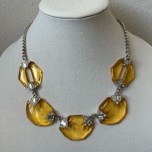Vintage amber, acrylic and rhinestones Statement Necklace